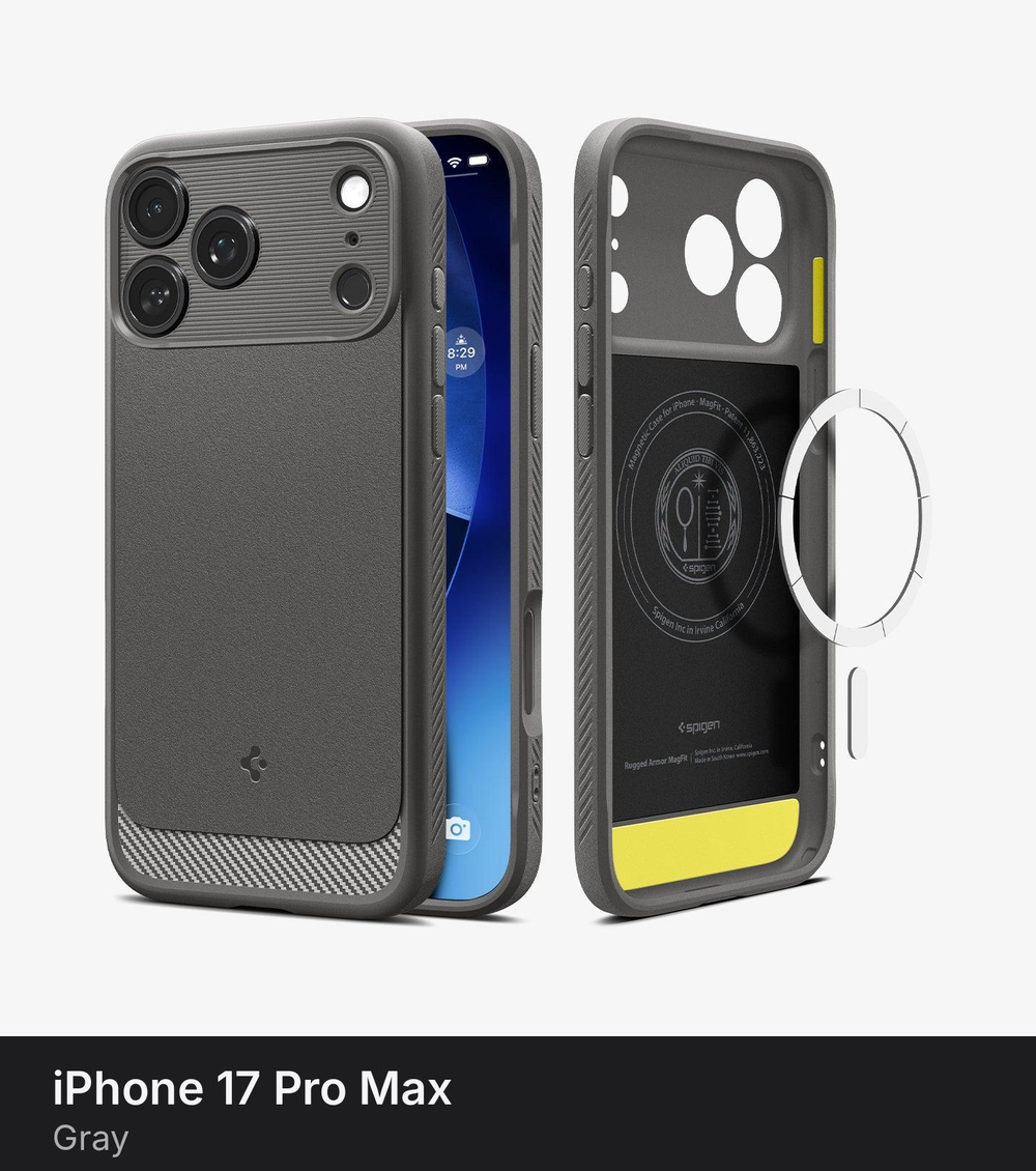 Чехол Spigen Rugged Armor MagSafe для iPhone 17 Pro Max / 18 Pro Max Gray