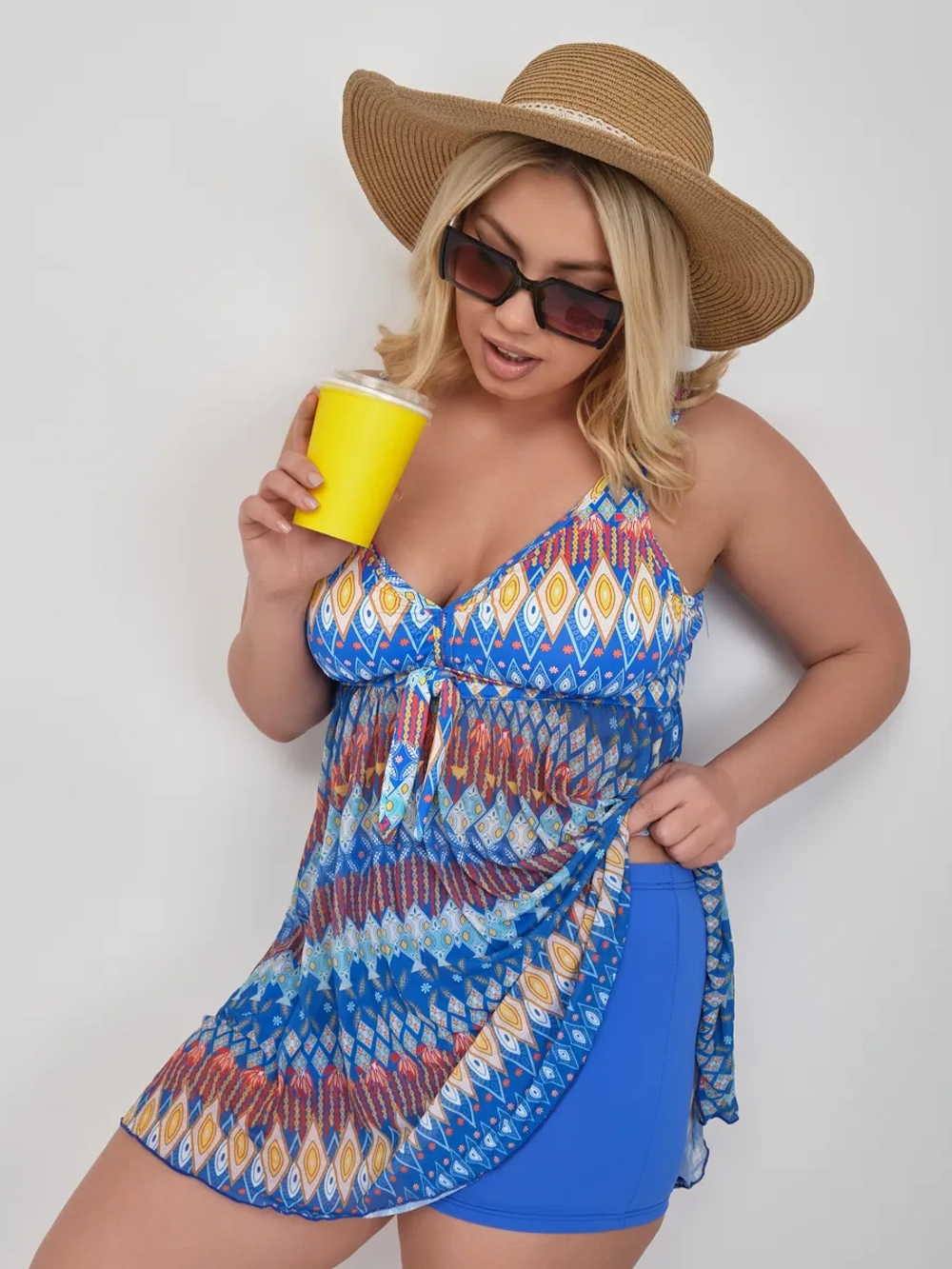 купальник танкини больших размеров с шортами раздельный