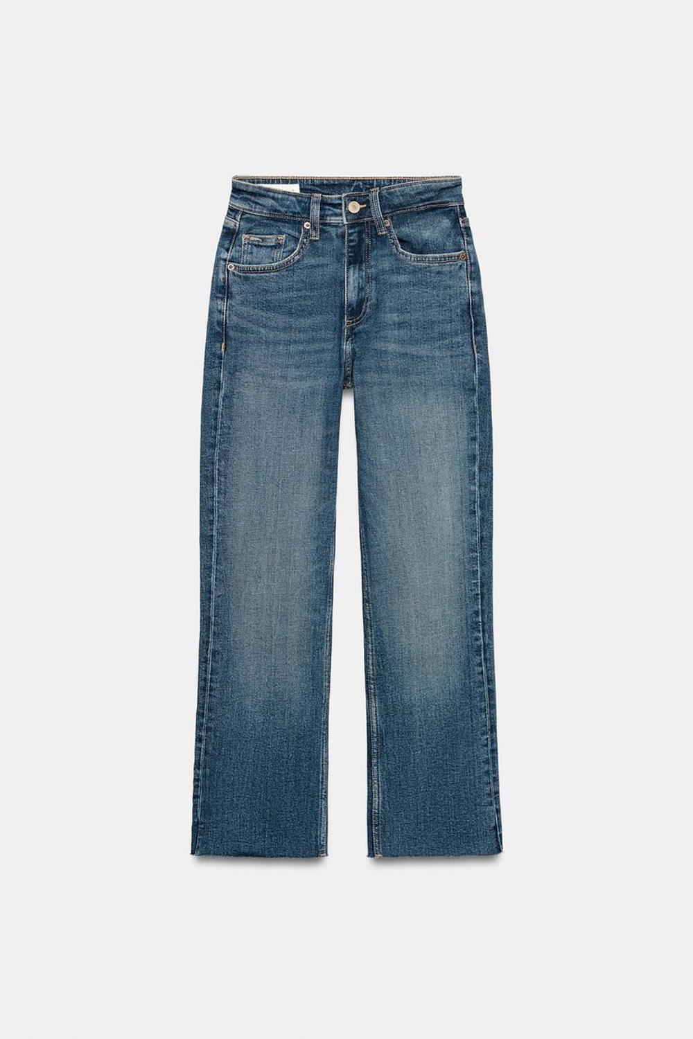 ZARA ДЖИНСЫ TRF CROPPED FLARE С ВЫСОКОЙ ПОСАДКОЙ, СИНИЙ
