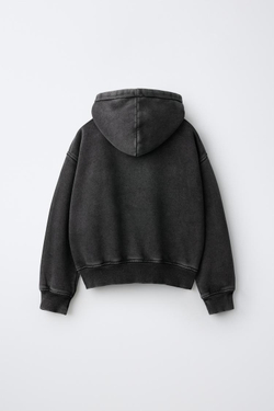 ZARA ХУДИ С ЭФФЕКТОМ ПОТЕРТОСТИ И СТРАЗАМИ, ТЕМНЫЙ АНТРАЦИТ