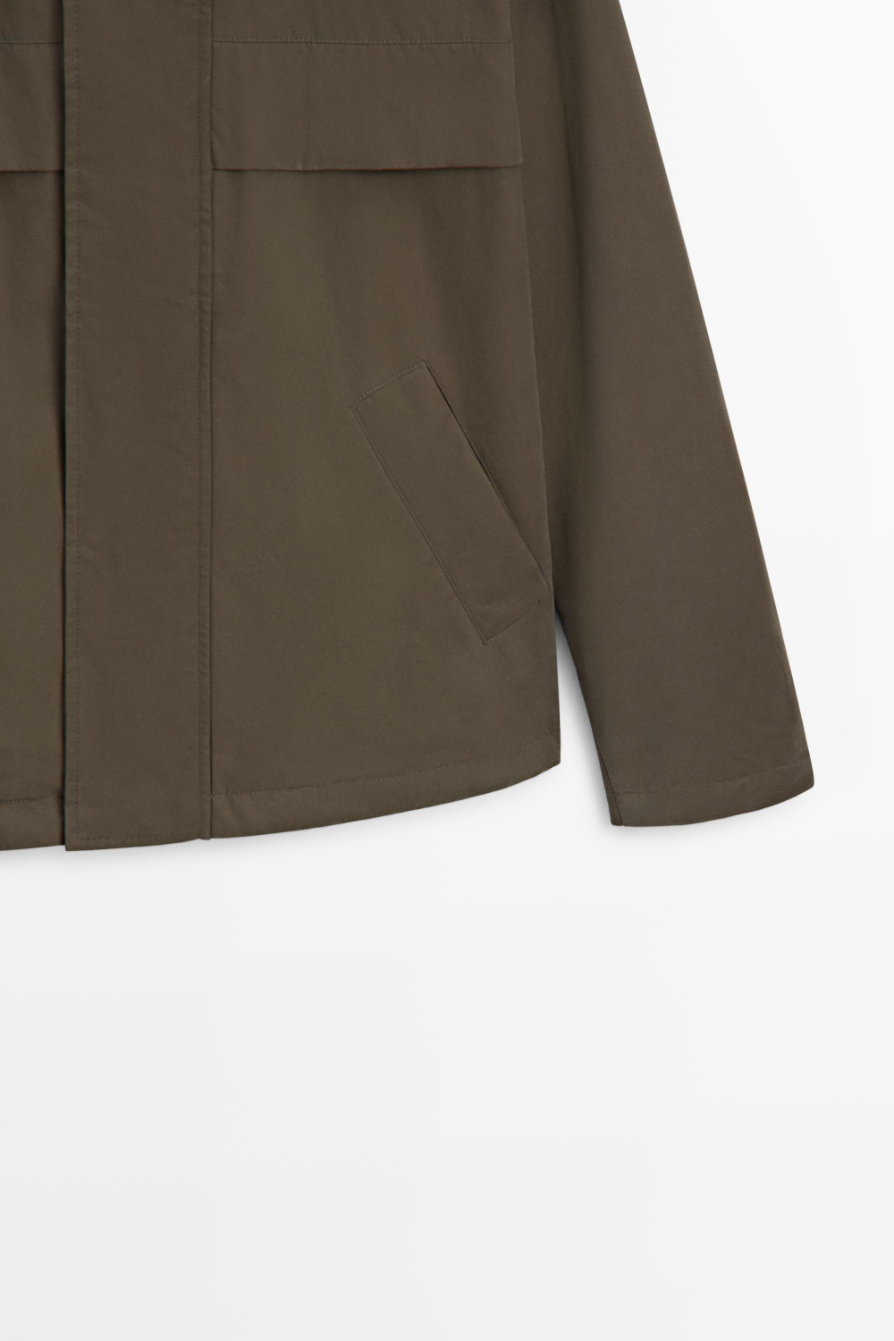 Massimo Dutti Короткая стеганая парка с капюшоном, хаки