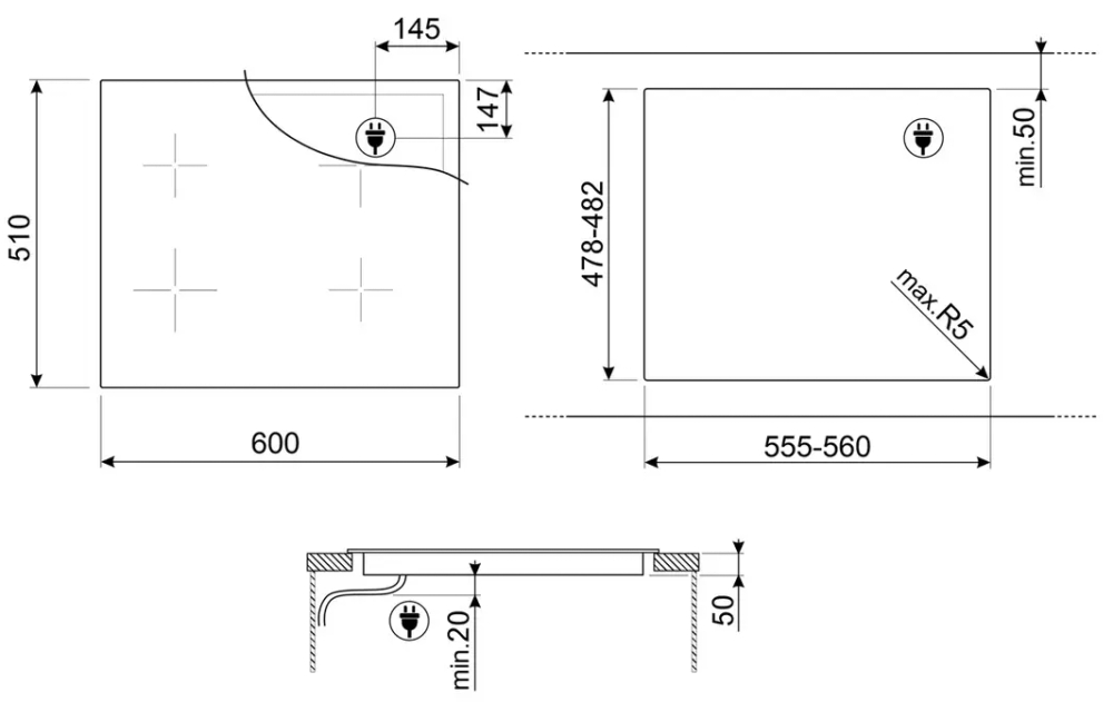 Индукционная стеклокерамич. панель Smeg SI1M4644D