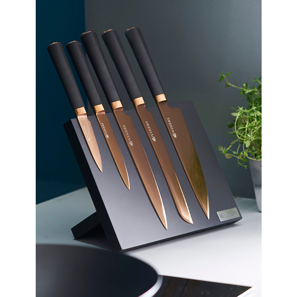 Набор из 5 ножей и подставки titan copper