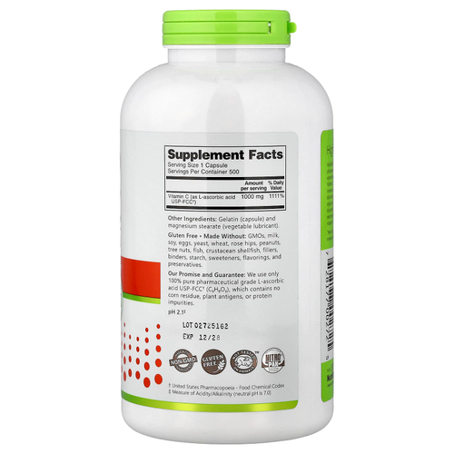 NutriBiotic, Витамин C, 1000 мг, 500 капсул