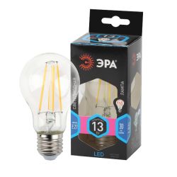 Лампа светодиодная ЭРА F-LED A60-13W-840-E27 13Вт филамент груша нейтральный белый свет E27 | Филаментные декоративные