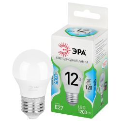 Лампа светодиодная ЭРА GREEN LINE LED P45-12W-840-E27 GL 12Вт шар яркий белый свет E27 | Лампы cветодиодные Шар (G/P)