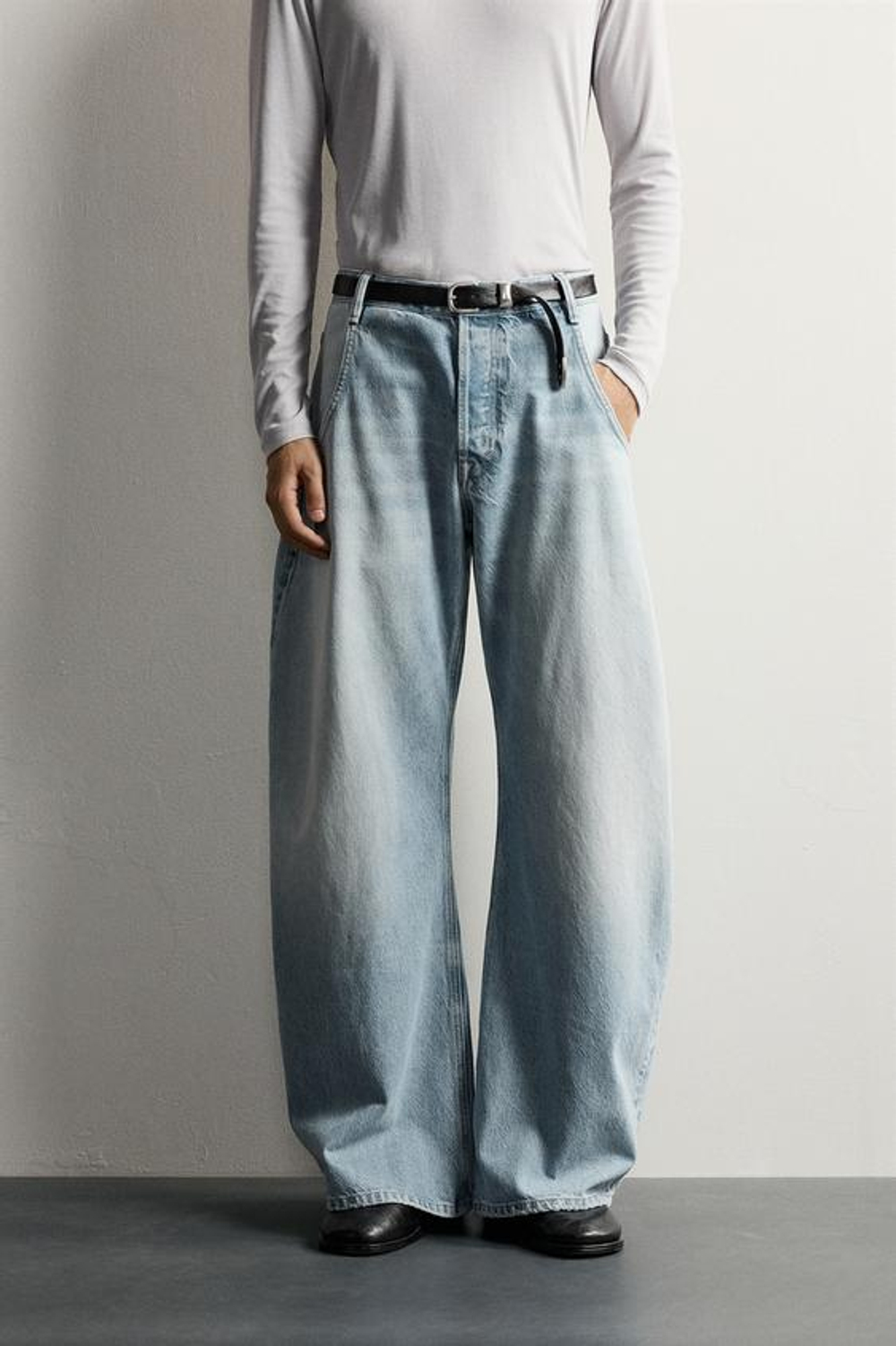 ZARA ДЖИНСЫ LOOSE BARREL FIT, СИНИЙ