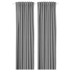 IKEA ROSENMANDEL  (ИКЕА РОСЕНМАНДЕЛ)  -  Шторы, блокирующие свет, пара - серые/на шторной ленте 135х300 см
