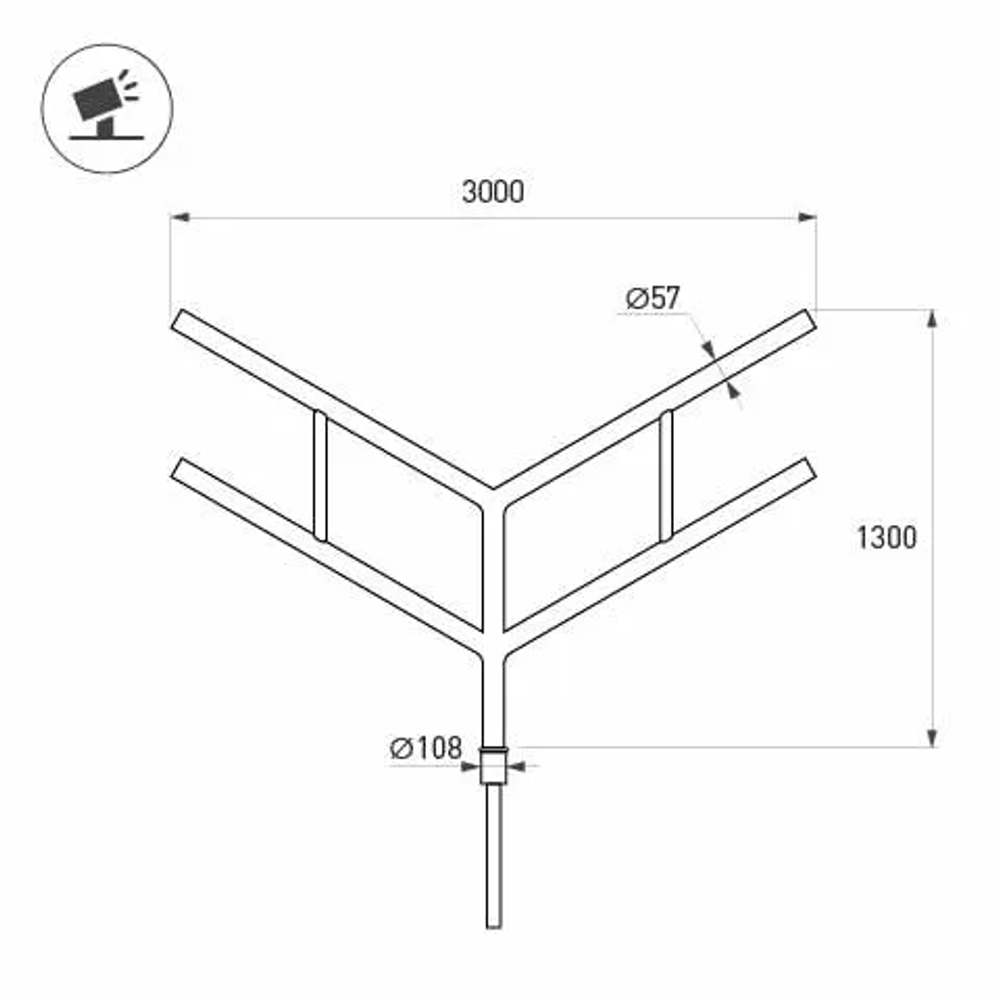 Кронштейн OXOR-SY4-3000x108-L1300 BLACK (Arlight, Сталь) 051663