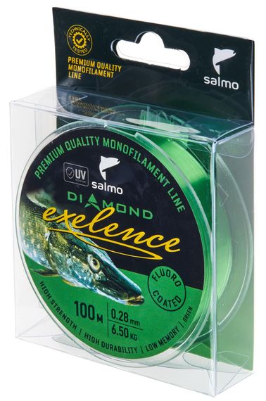 Леска монофильная Salmo Diamond EXELENCE FLUORO COATED Green 100/028