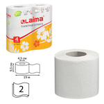 Бумага туалетная бытовая, спайка 4 шт., 2-х слойная, (4×19 м), LAIMA, белая, 4 упаковки.