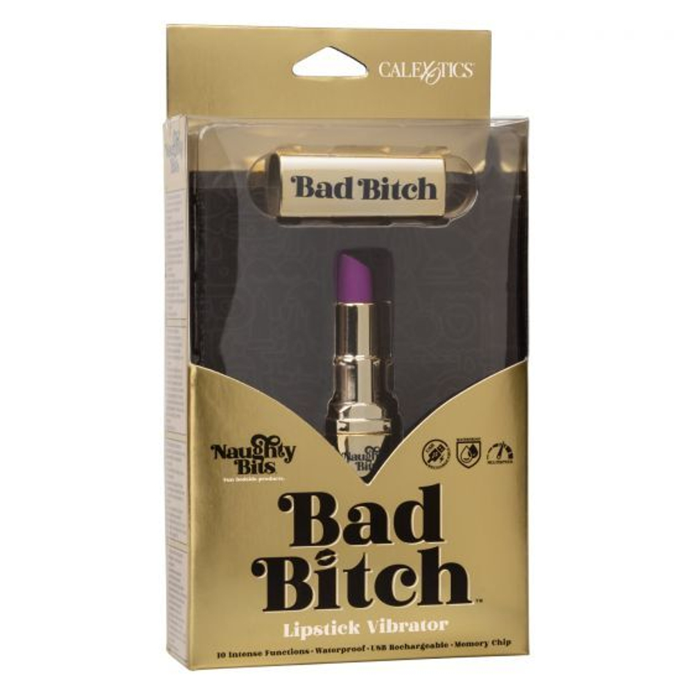 Мини-вибратор в виде тюбика помады Naughty Bits Bad Bitch Lipstick Vibrator (Цвет: золотистый)
