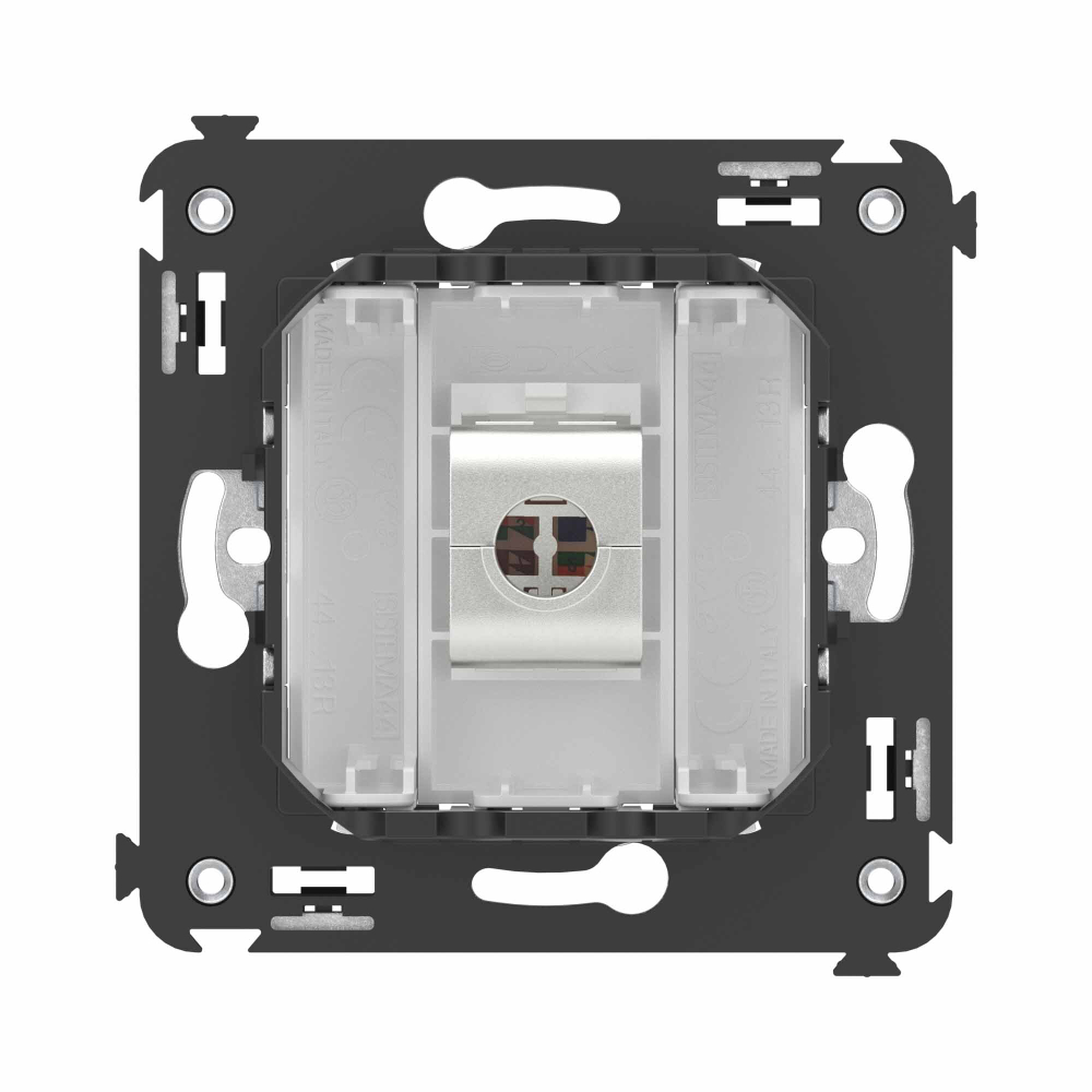 Компьютерная розетка RJ-45 без шторки в стену, кат.6 одинарная экранированная, "Avanti", "Белое облако"