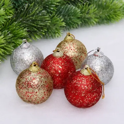 Набор украшений PRIME «Игра в снежки» 5 см (набор 6 шт), Красный,золото, серебро