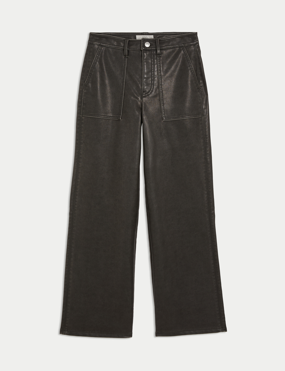 Широкие брюки с отделкой под кожу T57000018 - Marks & Spencer