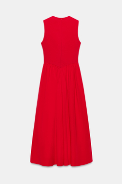 ZARA КОМБИНИРОВАННОЕ ПЛАТЬЕ МИДИ, КРАСНЫЙ