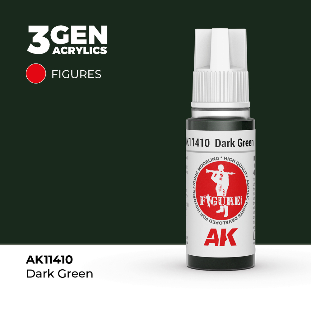 Акриловая краска AK Interactive Dark Green 3GEN Figures, 18мл