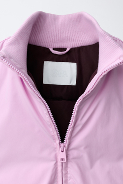 ZARA СТЕГАНЫЙ ПУХОВИК WATER REPELLENT, РОЗОВЫЙ