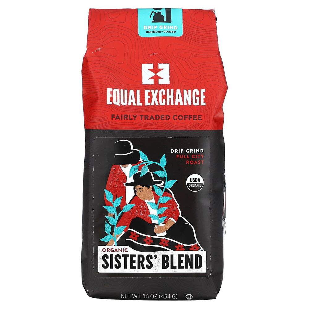 Equal Exchange, органический кофе, смесь сестер, помола, средняя обжарка, 454 г (16 унций)