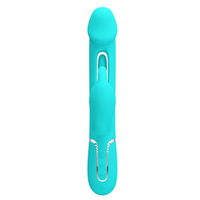 Бирюзовый вибратор-кролик 23,2см с фингерингом Pretty Love Twinkled Tenderness Kampas Flicking Vibrator Rabbit BW-500025-1