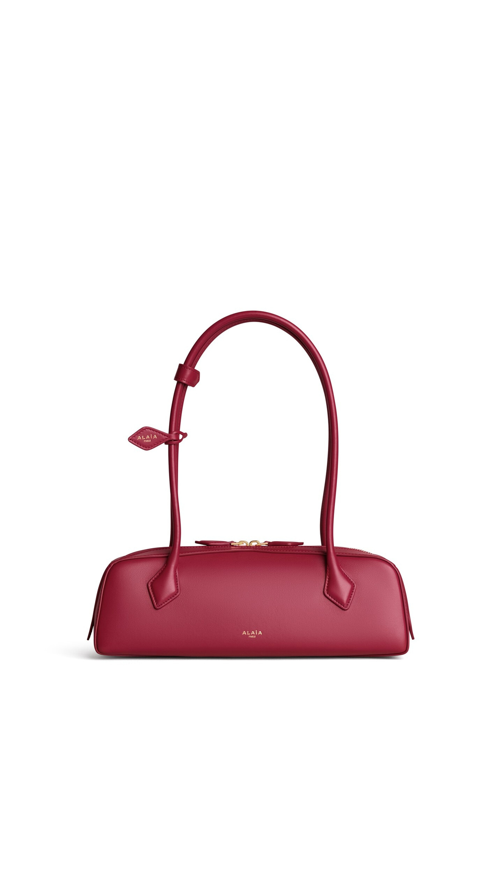 ALAÏA СУМКА LE TECKEL ИЗ ТЕЛЯЧЬЕЙ КОЖИ, ГРАНАТОВЫЙ