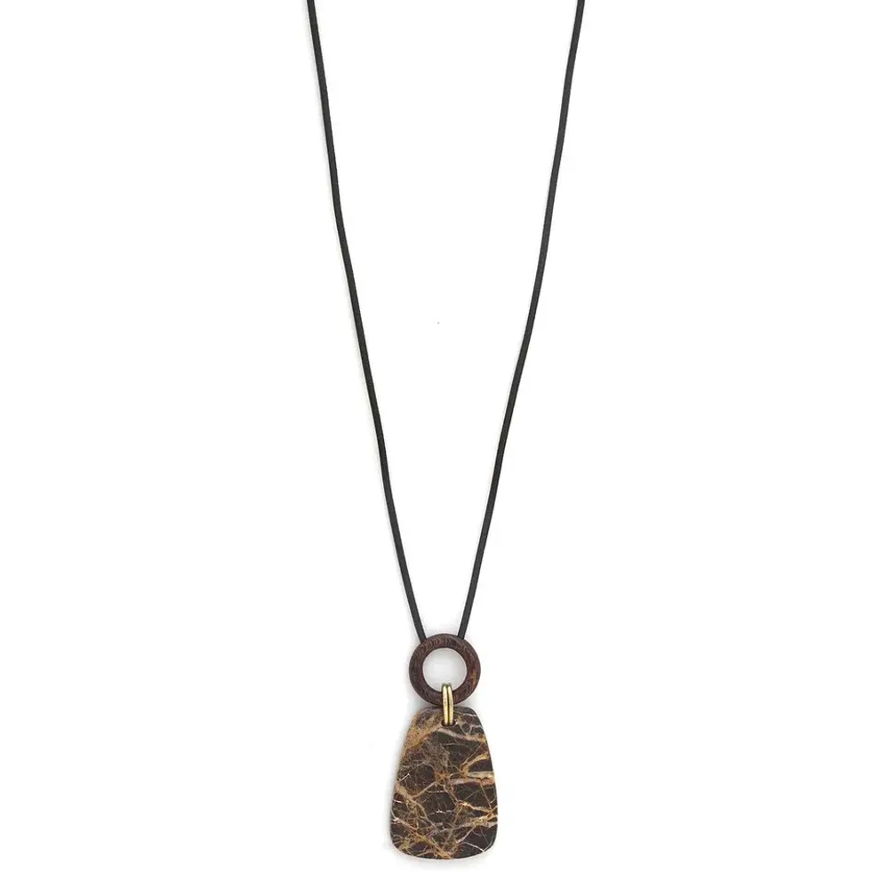 Колье Nature Bijoux, Komodo, с деревом роблес и мрамором в смоле, NB25.2-15-43621 (коричневый)
