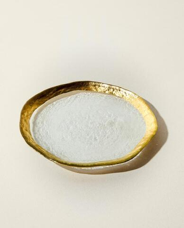 ZARA HOME ТАРЕЛКА ИЗ СТЕКЛА С КРОМКОЙ, ЗОЛОТИСТЫЙ