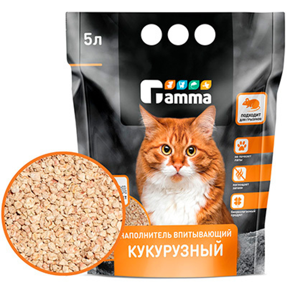 Gamma Наполнитель впитывающий кукурузный, 5л