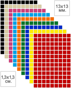 Виниловые наклейки для маркировки Policomprint М30, 13х13 мм. 117 шт.