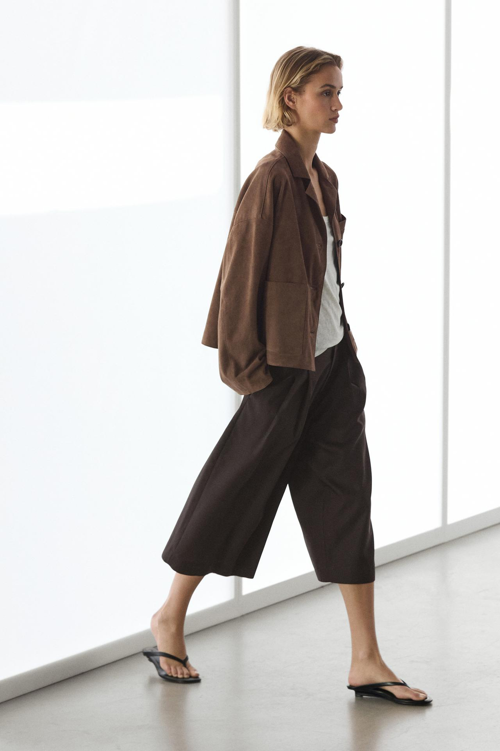 Massimo Dutti Свободная замшевая куртка, кротово-коричневый