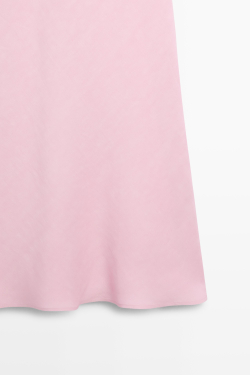 Massimo Dutti Струящееся льняное платье миди, пастельно-розовый