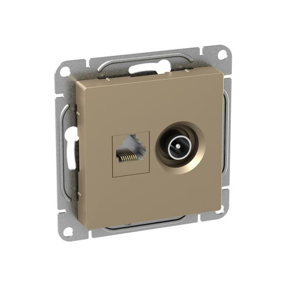 Механизм розетки TV+RJ45 (cat5), шампань Эпика EKF