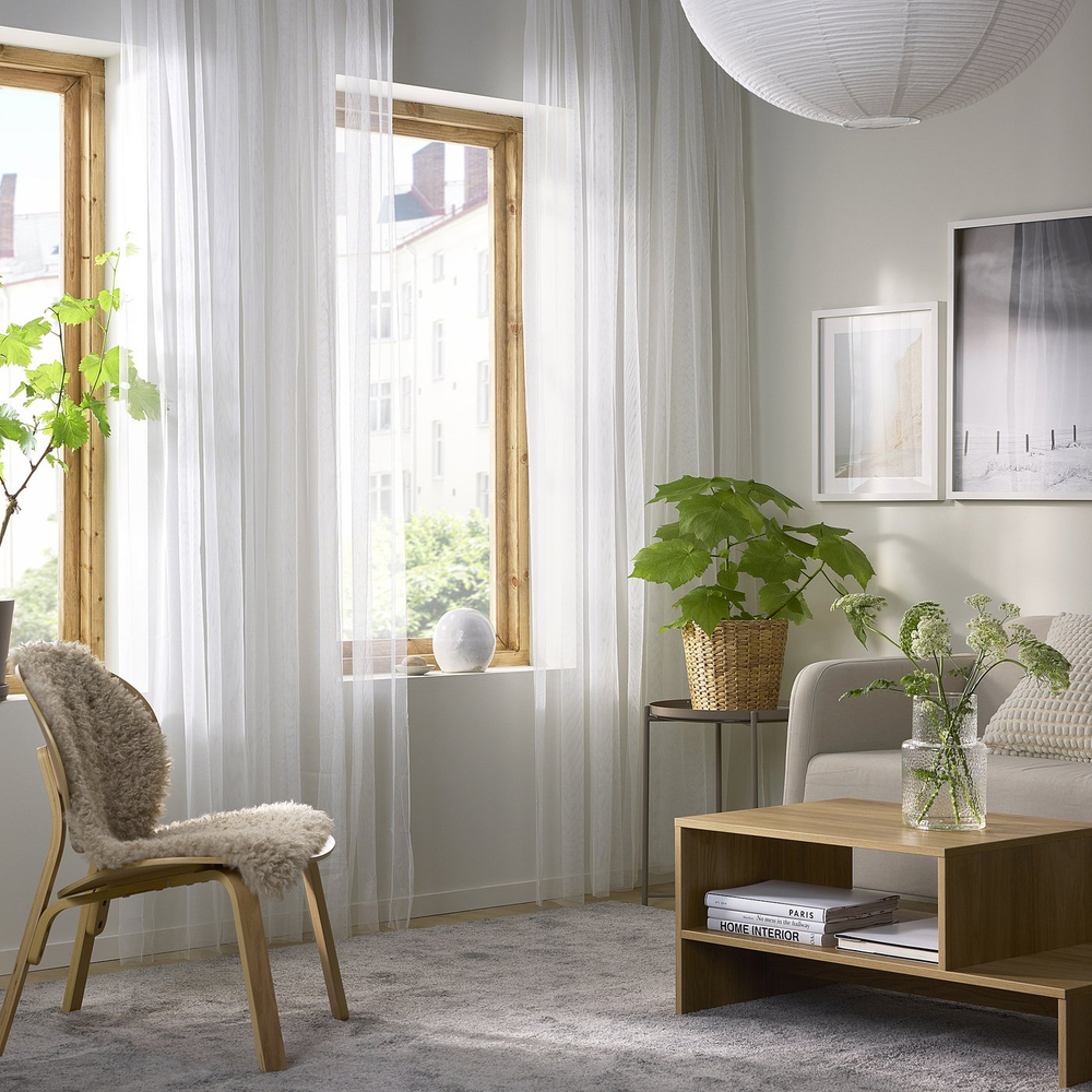 IKEA LILL  (ИКЕА ЛИЛЛ)  -  Гардины, 1 пара - белый/на кулиске 280x300 см