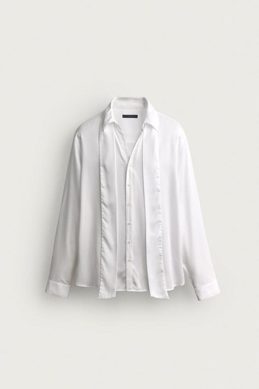 ZARА РУБАШКА RELAXED FIT ИЗ СТРУЯЩЕЙСЯ ТКАНИ С БАНТОМ, БЕЛЫЙ