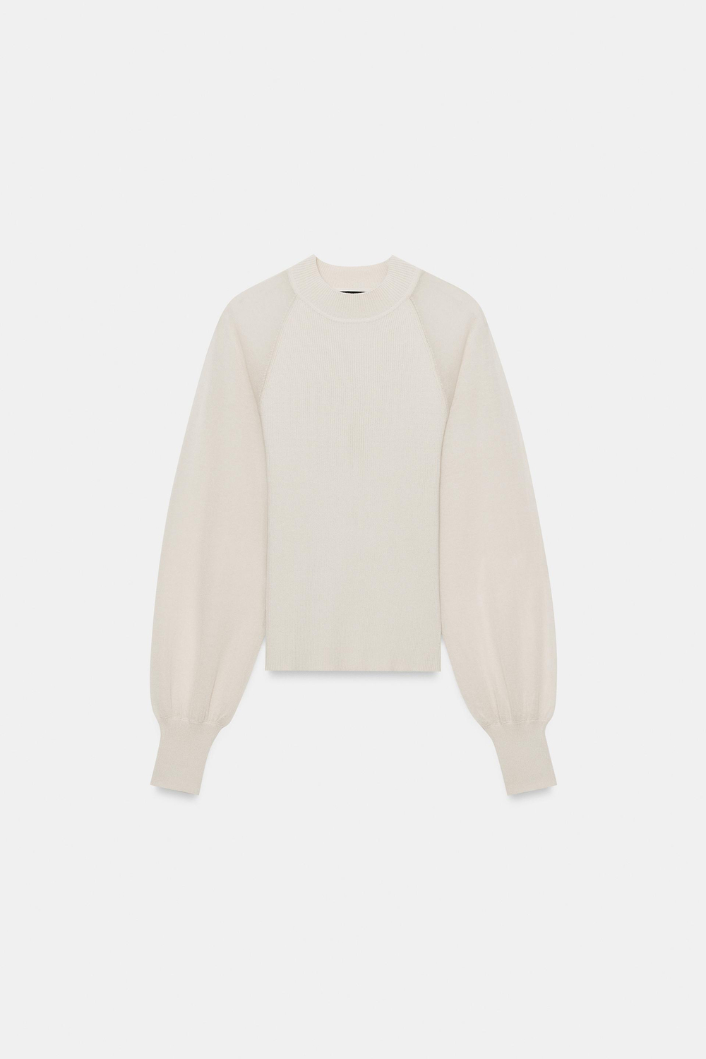 ZARA СВИТЕР С КОМБИНИРОВАННЫМИ РУКАВАМИ, ЖЕМЧУЖНО-СЕРЫЙ