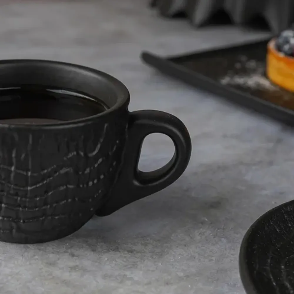 Кофейная пара 100 мл d 7 см h5,2 см Black Raw Wood P.L. Proff Cuisine [6]