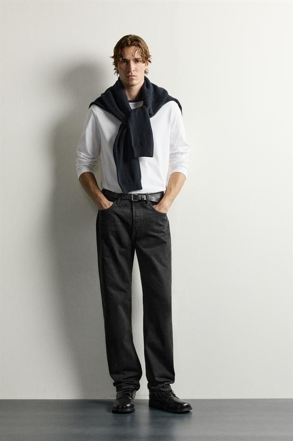 ZARA ДЖИНСЫ STRAIGHT FIT УДЛИНЕННЫЕ, ЧЕРНЫЙ