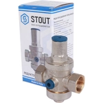 SVS-1008-000020 STOUT Редуктор давления PN25 вн/вн 3/4" с выходом под манометр мембранный
