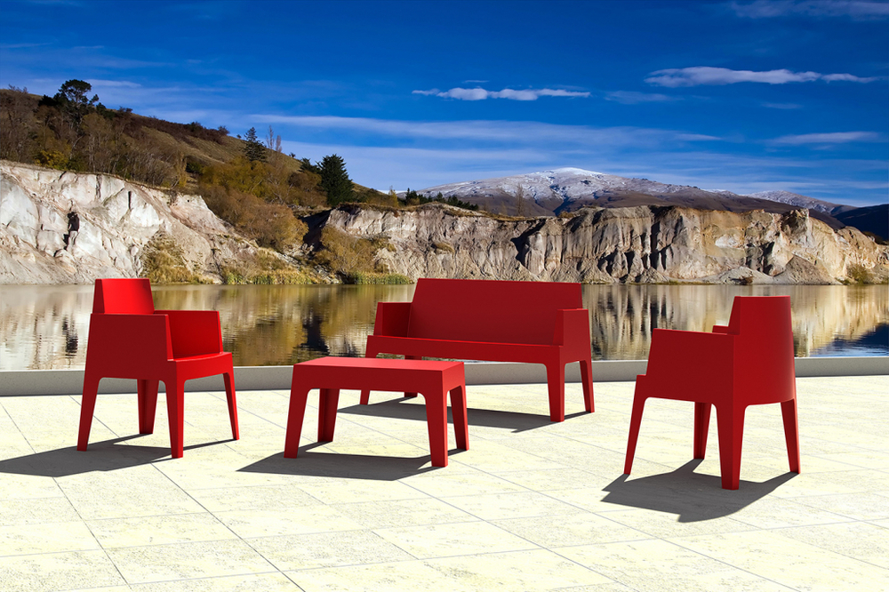 Диван пластиковый двухместный Siesta Contract Box Sofa, красный