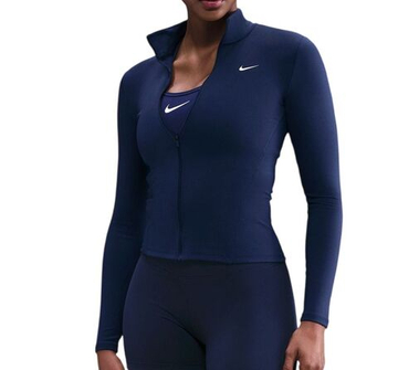 Женская теннисная кофта Nike One Dri-Fit Full Zip Fitted — midnight navy/white