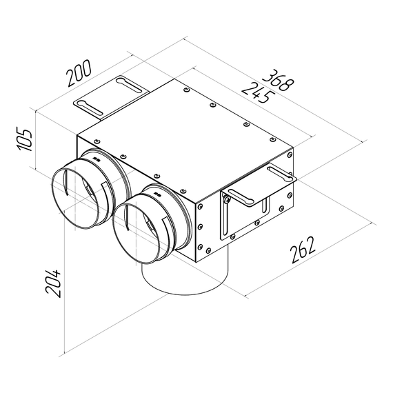 Provent VPS 125/90×2 адаптер (пленум) потолочный круглый на 2 выхода
