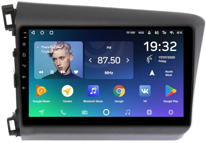 Магнитола для Honda Civic 9 седан 2012 левый руль - Teyes CC2 PLUS монитор 9" QLED, Android 10, Быстрая, SIM-слот