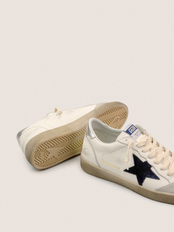 Men's Ball Star in white nappa with navy star and heel tab