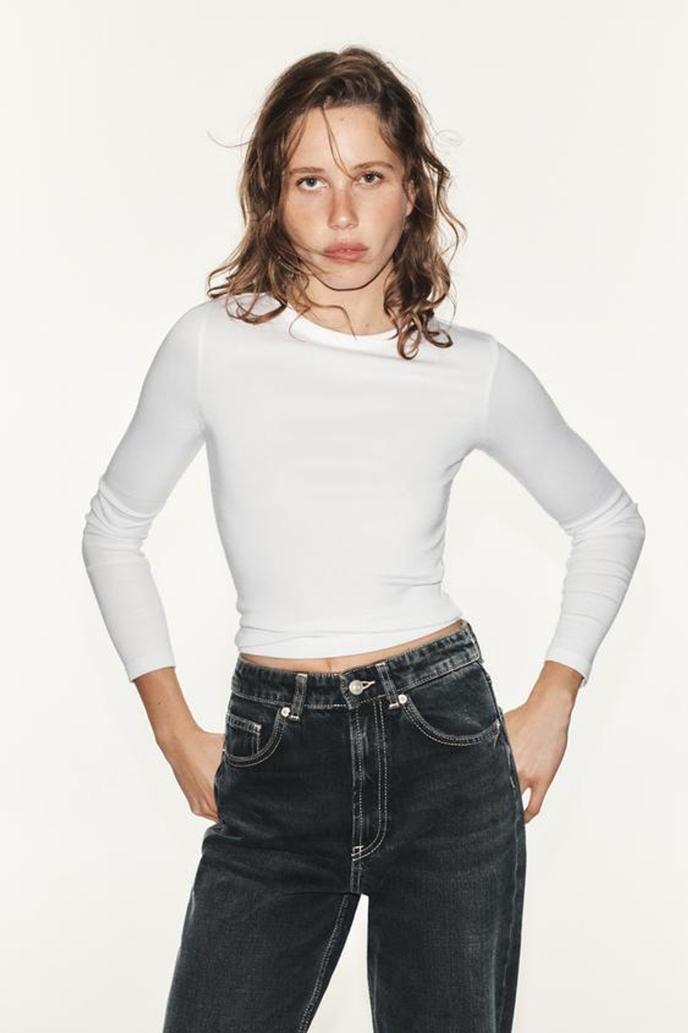 ZARA ДЖИНСЫ TRF WIDE-LEG С ВЫСОКОЙ ПОСАДКОЙ, ЦВЕТ НОЧНОГО НЕБА