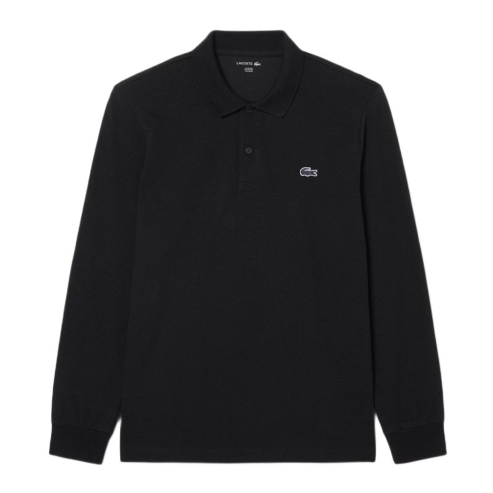 Мужское теннисное поло Lacoste Regular Fit Long Sleeved Cotton - black