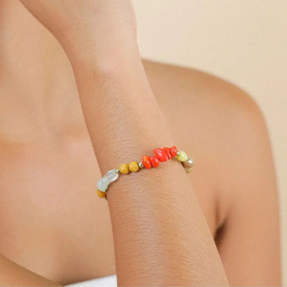Браслет Nature Bijoux, Tivoli, стрейч, с жадеитом, говлитом, яшмой, жемчугом и тигровым глазом, NB25 Браслет Nature Bijoux, Tivoli, стрейч, с жадеитом, говлитом, яшмой, жемчугом и тигровым глазом, NB25