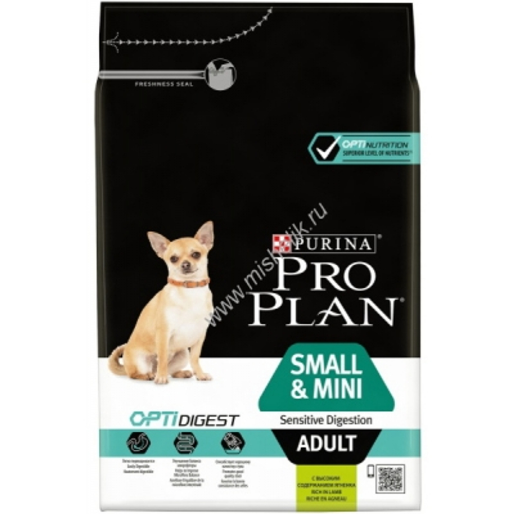 Pro Plan 3 кг сухой корм д/взр. собак мелких и карликовых пород чувств. пищеварение, с ягненком