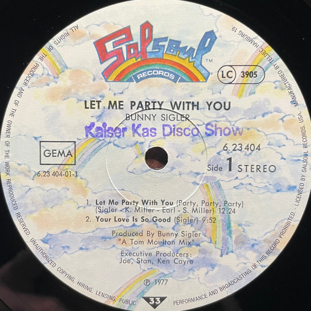 Bunny Sigler ‎– Let Me Party With You (Германия 1977г.)