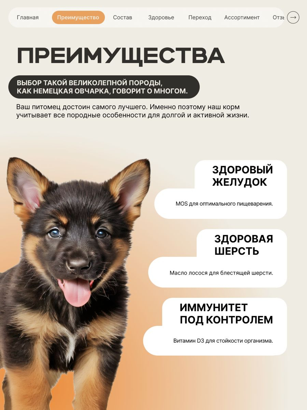 Корм сухой для щенков породы Немецкая овчарка, с индейкой, 3 кг, QUATTRO