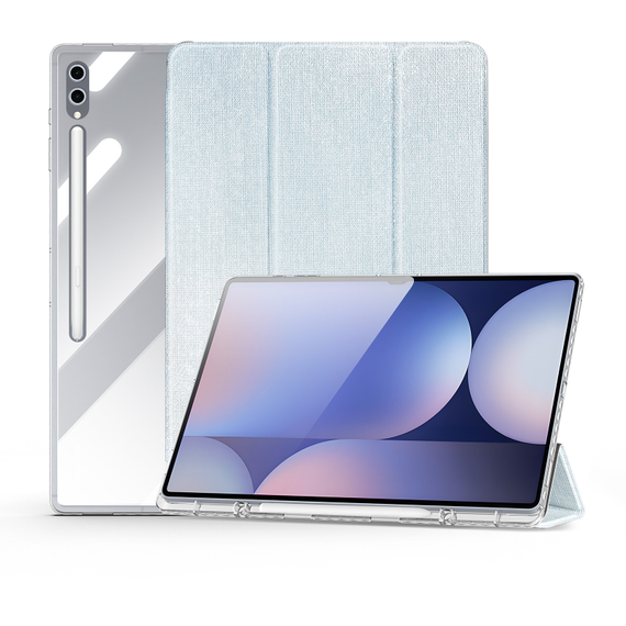 Чехол книжка синего цвета от Dux Ducis для Samsung Galaxy Tab S9 Ultra, Tab S10 Ultra и Tab S8 Ultra, серия Unid Series Case, с держателем стилуса и функцией автоматического перехода в спящий режим